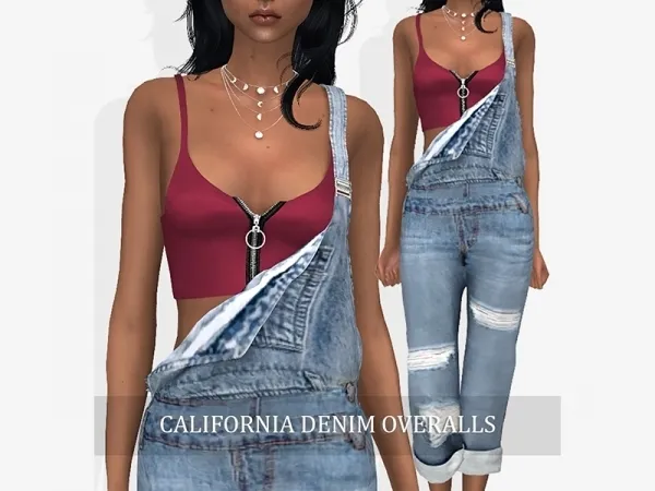 Alpha California Denim Overalls by grafity-cc - The Sims 4 Custom Content