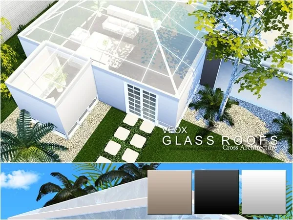 Maxis Match VEOX Glass Roofs (White Black and Brown) - The Sims 4 Custom Content