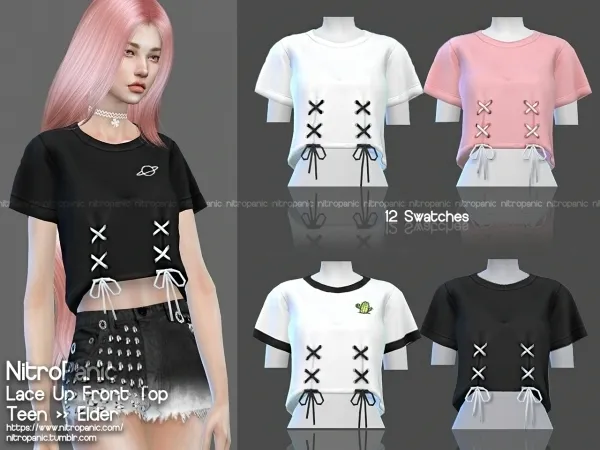 Alpha Lace Up Front Crop Top - The Sims 4 Custom Content