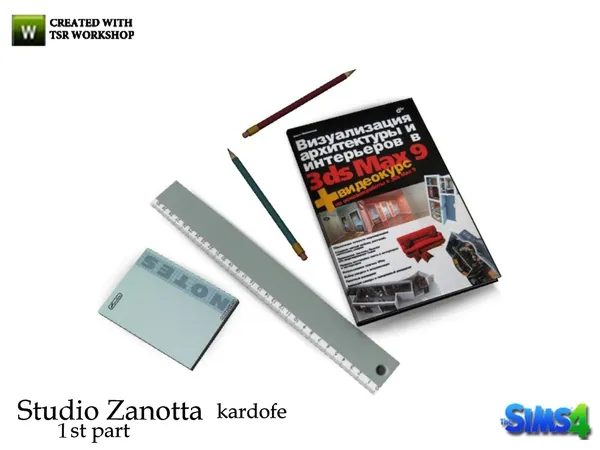 kardofe_ Studio Zanotta_Rule and notebook - The Sims 4 Custom Content