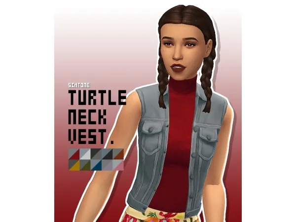 Maxis Match TURTLENECK VEST bodysuit by simtone - The Sims 4 Custom Content
