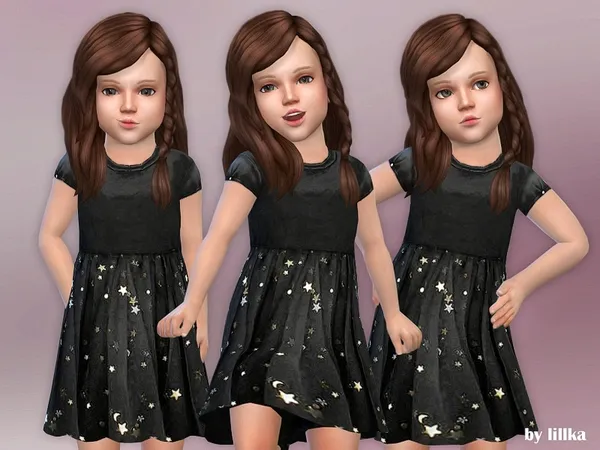 Alpha Gold Star Toddler Dress - The Sims 4 Custom Content