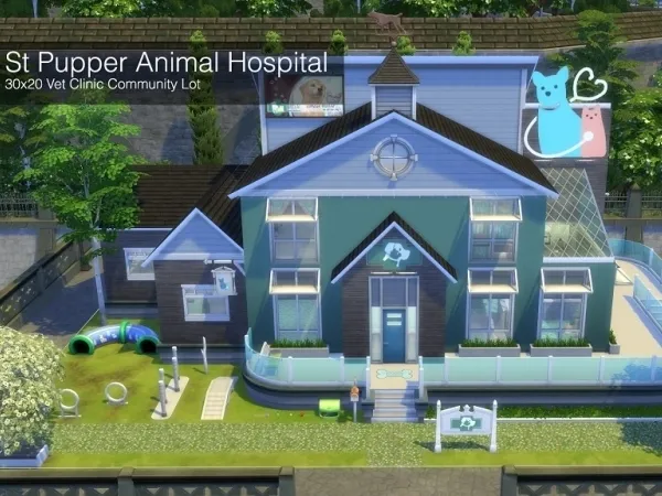 Maxis Match St Pupper Animal Hospital 30x20 Vet Clinic NO by Mondrosen - The Sims 4 Custom Content