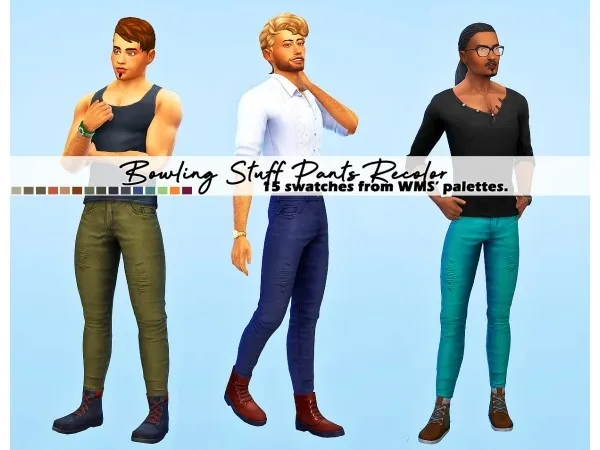 Maxis Match Mens Bowling Pants capp by goneril - The Sims 4 Custom Content