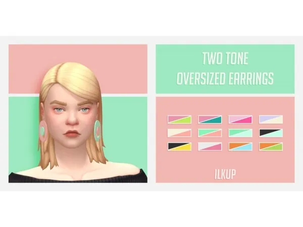 Maxis Match Two Tone Oversized Earrings by ilkup - The Sims 4 Custom Content