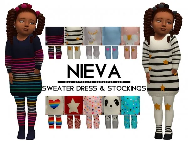 Maxis Match NIEVA SWEATER DRESS TIGHTS by onyxsims - The Sims 4 Custom Content