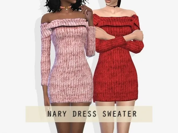 Alpha Nary Sweater Dress - The Sims 4 Custom Content