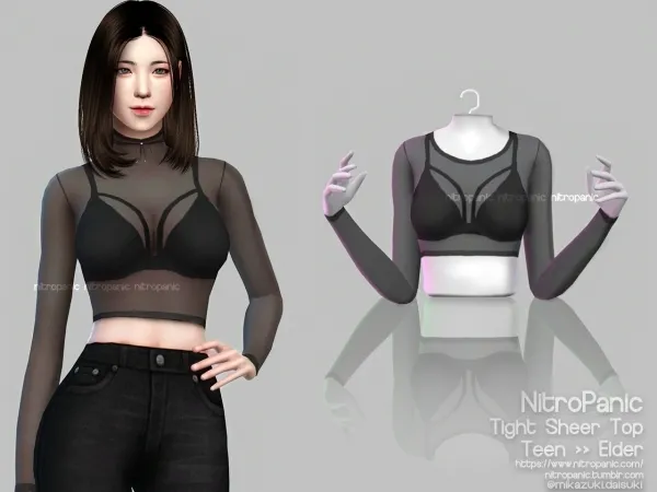 Alpha Tight Sheer Top - The Sims 4 Custom Content