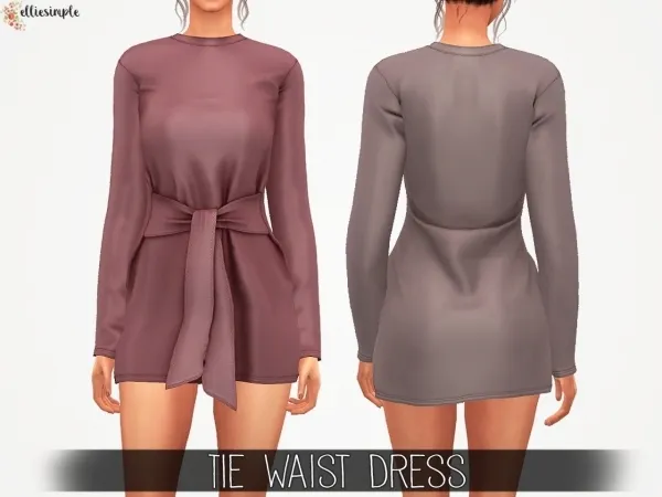 Alpha Elliesimple Tie Waist Dress - The Sims 4 Custom Content