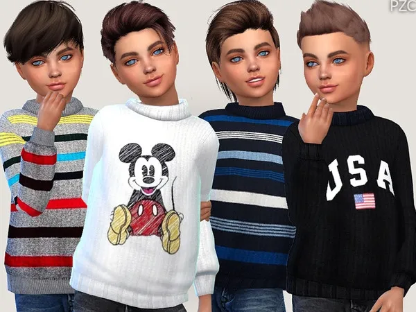 Alpha Winter Sweaters For Boys - The Sims 4 Custom Content
