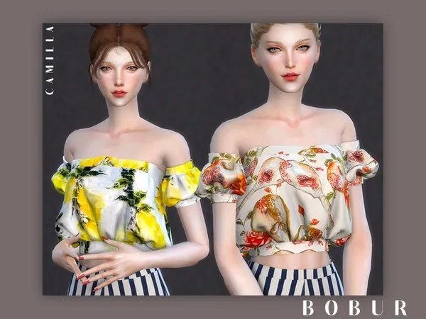 Alpha Bobur Camilla crop top - The Sims 4 Custom Content