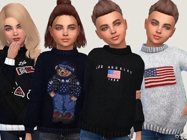 Alpha Winter Sweaters For Children 02 - The Sims 4 Custom Content