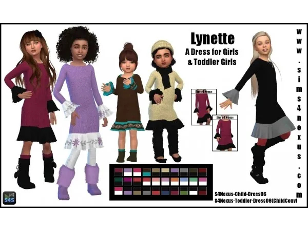Alpha Lynette A Dress for Girls Toddler Girls by sims4nexus - The Sims 4 Custom Content