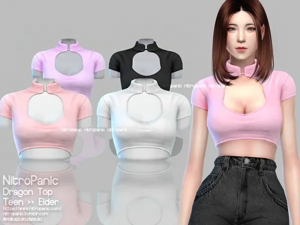 Alpha Dragon Top - The Sims 4 Custom Content