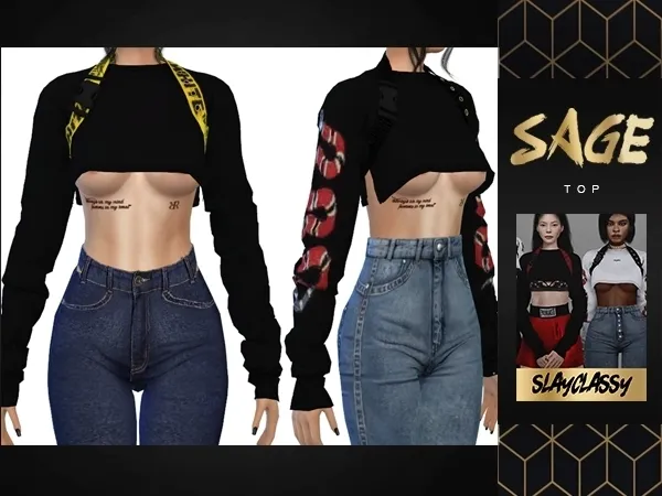 Alpha SlayClassy Sage Top - The Sims 4 Custom Content