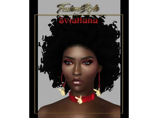 Alpha Choker Earrings Playboy FusionStyle by Sviatlana - The Sims 4 Custom Content