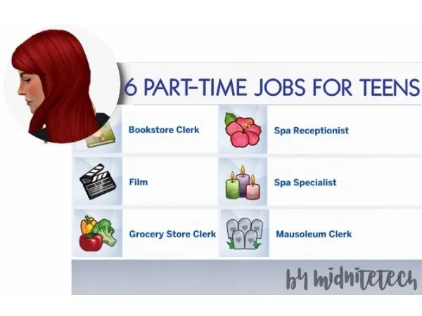 Mix PART TIME JOBS FOR TEENS by midnitetech - The Sims 4 Custom Content