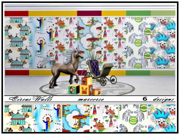 Alpha Circus Walls_marcorse - The Sims 4 Custom Content