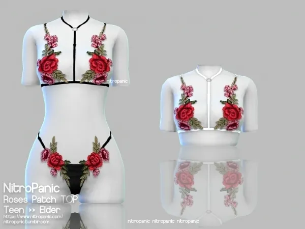 Alpha Roses Patch Top by nitropanic - The Sims 4 Custom Content