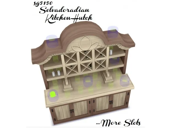 Maxis Match sg5150 Selvadoradian Kitchen Hutch - The Sims 4 Custom Content