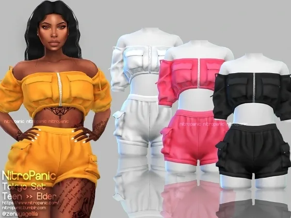 Alpha Tokyo Set Top by nitropanic - The Sims 4 Custom Content