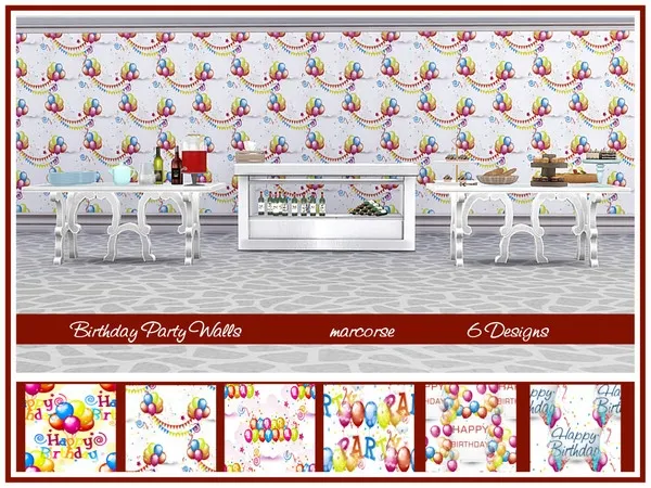 Alpha Birthday Party Walls_marcorse - The Sims 4 Custom Content