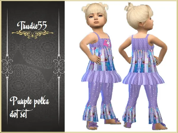 Alpha Purple polka dot toddler set - The Sims 4 Custom Content