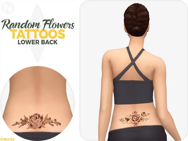 Random Flowers Lower Back Tattoos - The Sims 4 Custom Content