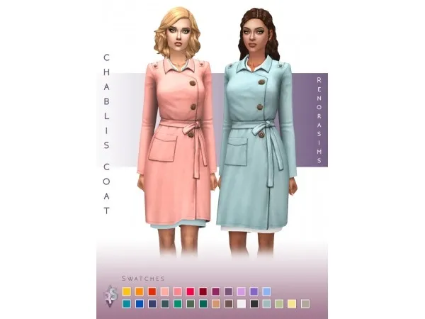 Maxis Match Chablis Trench Coat by renorasims - The Sims 4 Custom Content