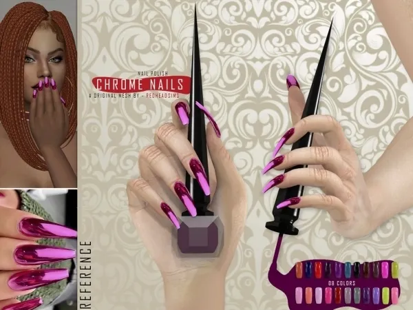 Alpha CHROME NAILS - The Sims 4 Custom Content