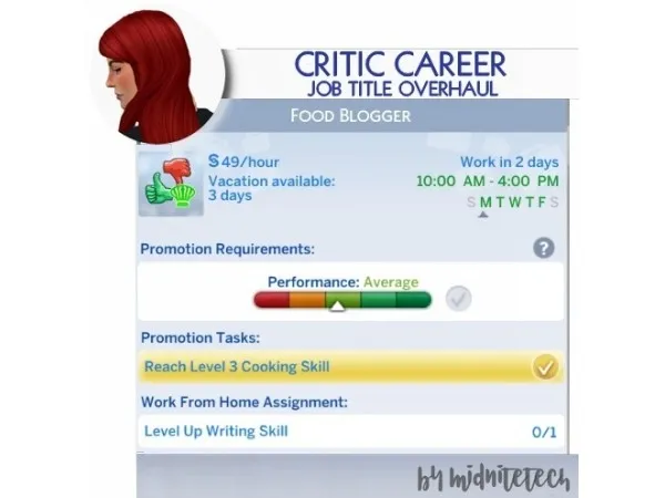 Mix CRITIC CAREER JOB TITLE OVERHAUL by midnitetech - The Sims 4 Custom Content