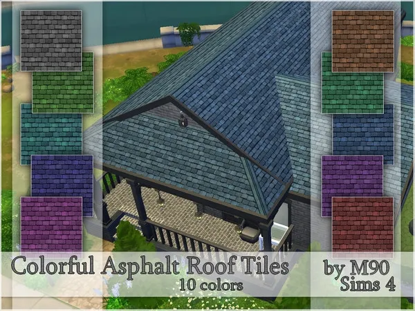 Alpha M90 Colorful Asphalt Roof Tiles - The Sims 4 Custom Content
