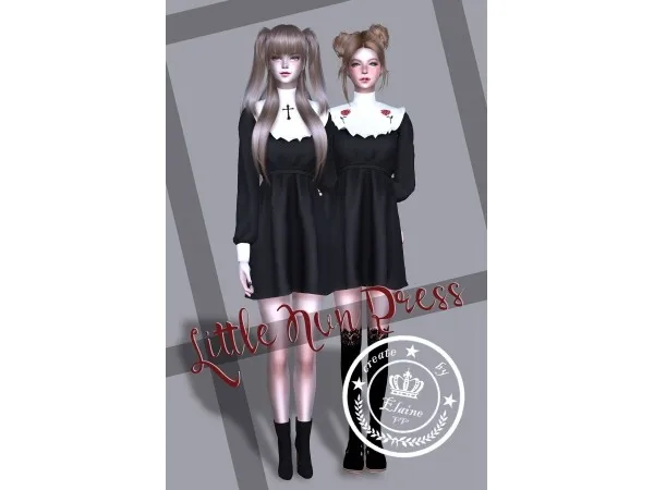 Alpha Little Nun Dress by elainevv - The Sims 4 Custom Content