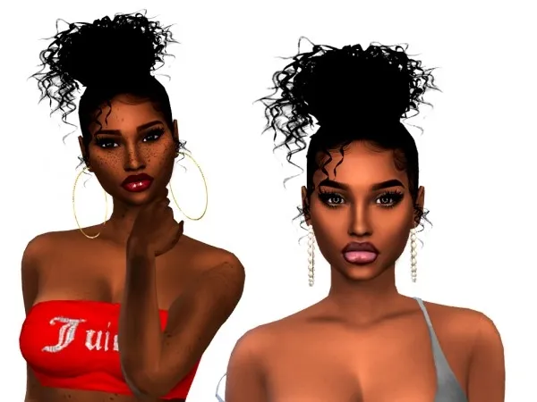 Mix Messy curly Bun Urban Tattoos for male sims by xxblacksims - The Sims 4 Custom Content