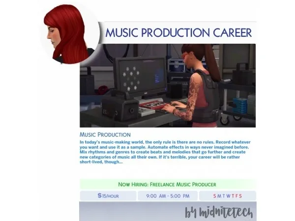 Mix MUSIC PRODUCTION CAREER by midnitetech - The Sims 4 Custom Content