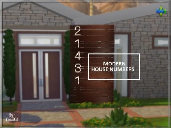 Alpha Modern House Numbers by simthingnew - The Sims 4 Custom Content
