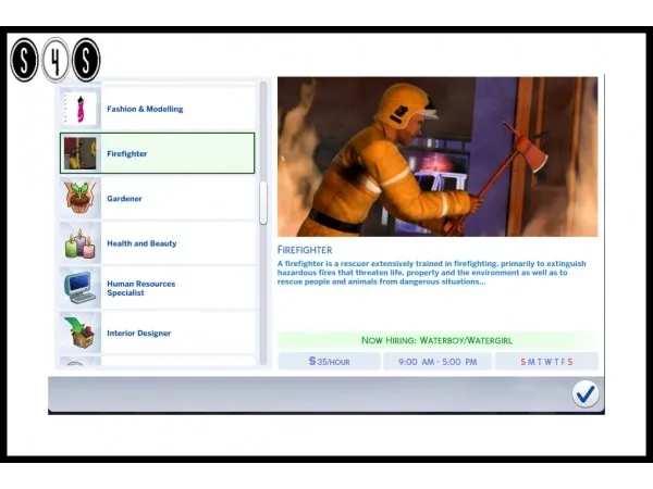Mix Firefighter Career by sims4sisters - The Sims 4 Custom Content