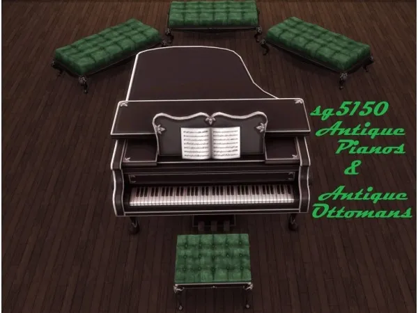 Maxis Match sg5150 Antique Pianos and Ottoman - The Sims 4 Custom Content