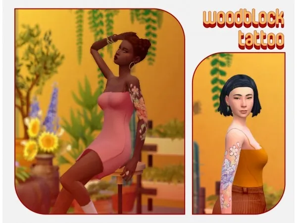 Mix Woodblock Tattoos palms by Dastardly Palms by dastardly - The Sims 4 Custom Content