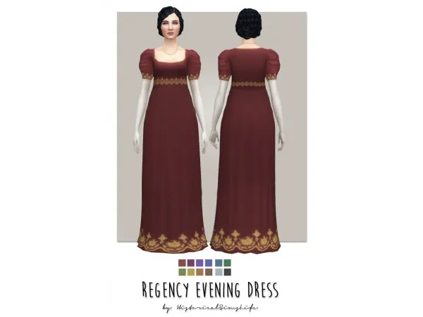 Maxis Match REGENCY EVENING DRESS by historicalsimslife - The Sims 4 Custom Content