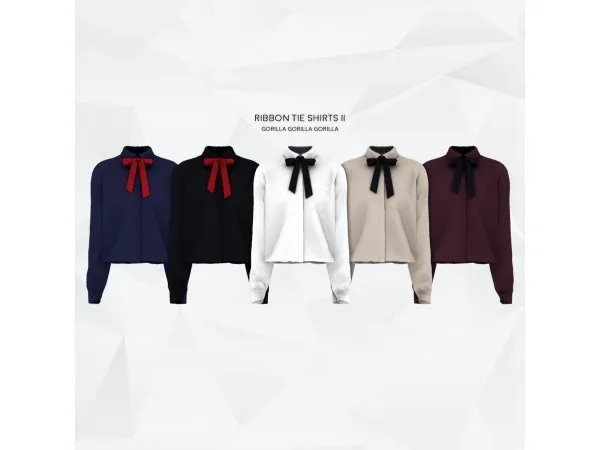 Alpha Ribbon Tie Shirts II by gorillax3 - The Sims 4 Custom Content