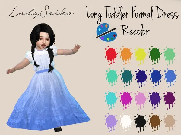 Alpha Long Toddler Formal Dress Recolor Mesh needed - The Sims 4 Custom Content