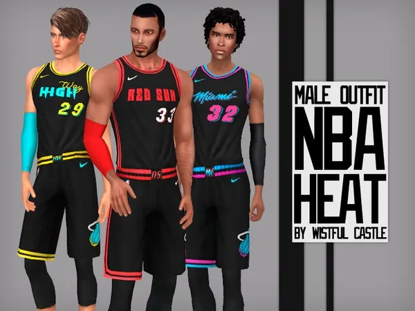 Alpha NBA Heat male outfit - The Sims 4 Custom Content