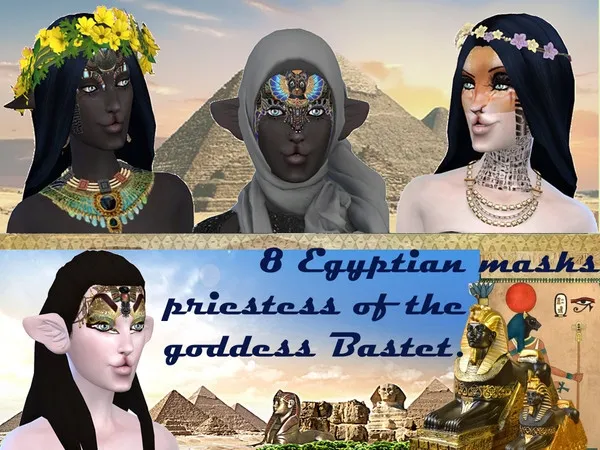 Alpha 8 Egyptian masks priestess of the goddess Bastet - The Sims 4 Custom Content