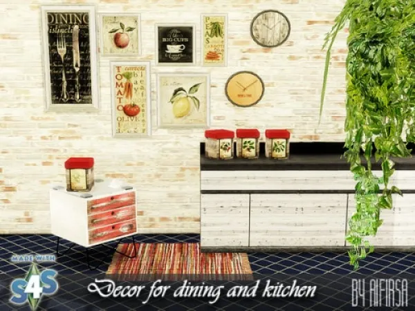 Alpha Dining Kitchen decor by afirsa - The Sims 4 Custom Content