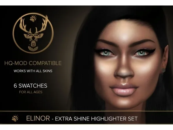Alpha Elinor Extra Shine Highlighter set by bohobearsboutique - The Sims 4 Custom Content