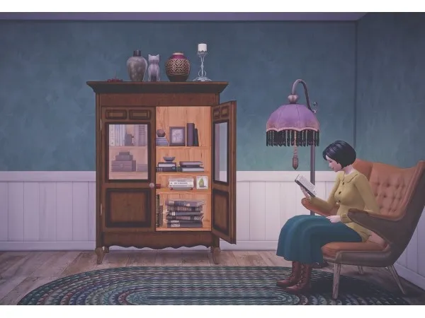 Alpha Book Cabinet mini set for Sims4 by pocci - The Sims 4 Custom Content
