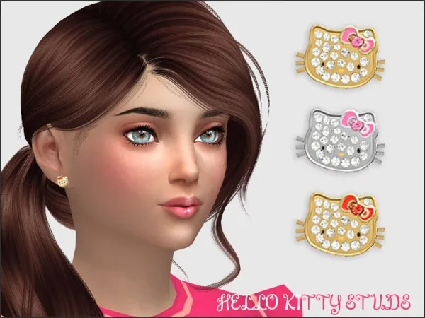 Alpha Hello Kitty Studs For Kids - The Sims 4 Custom Content
