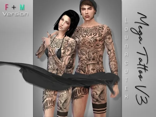 Mix Mega Tattoo V3 Lounacutex by lounacutex - The Sims 4 Custom Content