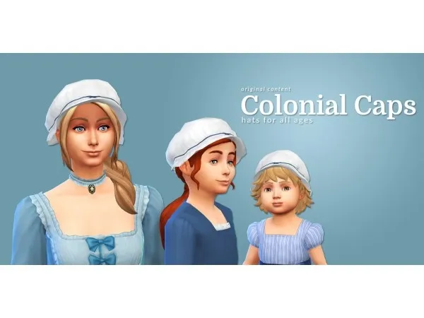 Maxis Match Colonial Caps Hats for All Ages by linzlu - The Sims 4 Custom Content